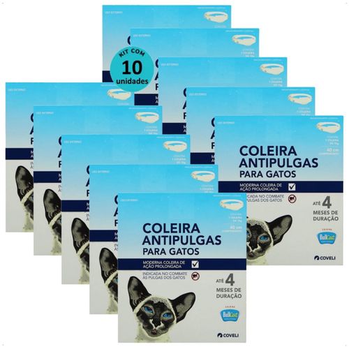 COLEIRA ANTIPULGAS BULLCAT PARA GATOS 40CM E 15G COVELI KIT COM 10 COLEIRA ANTIPULGAS BULLCAT PARA GATOS 40CM E 15G COVELI KIT COM 10