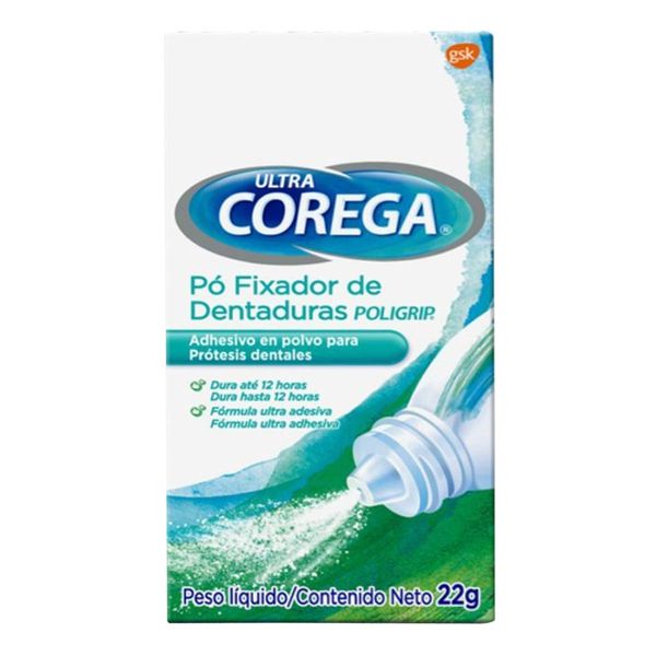 Fixador de Dentadura Ultra Corega em Pó Fixação o dia todo 22g