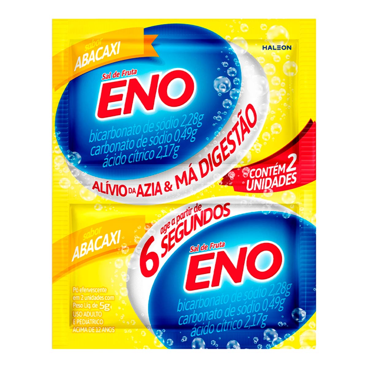 Antiácido Sal de Fruta Eno Abacaxi 2 Envelopes de 5g