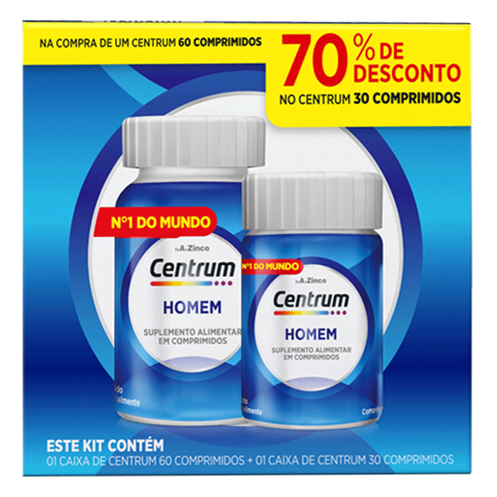 Kit Multivitamínico Centrum Gender Homem de A a Z 30 + 60 Comprimidos