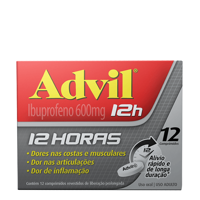 Analgésico e Anti-inflamatório Advil 12h 600mg 12 Comprimidos