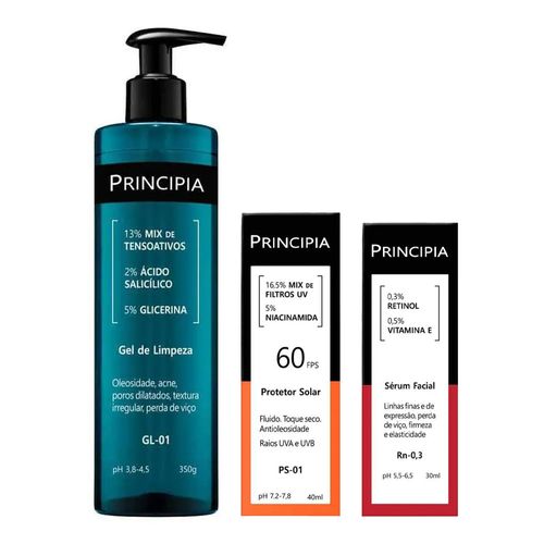 Kit-Principia-Gel-De-Limpeza-Gl-01-350g--Serum-Rn-03-30ml--Protetor-Solar-FPS-60-PS-01-40ml