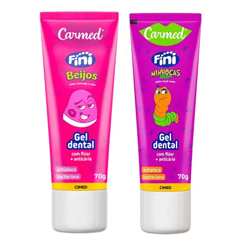 Kit-Gel-Dental-Carmed-Fini-Beijos-70g-+-Minhocas-70g Kit-Gel-Dental-Carmed-Fini-Beijos-70g-+-Minhocas-70g