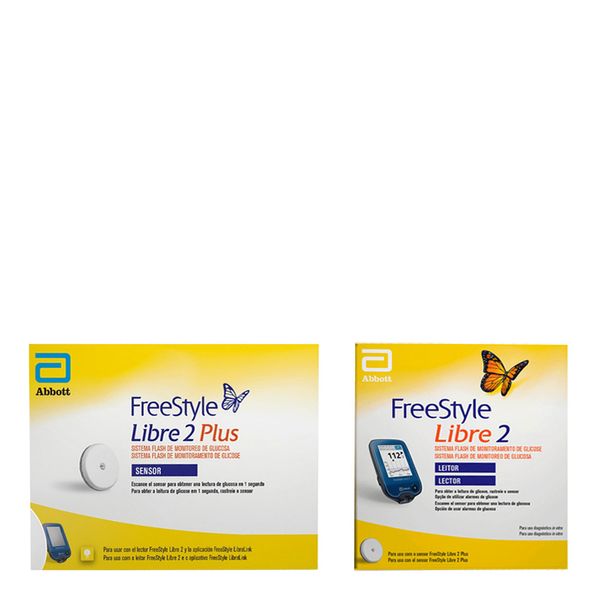 Kit Freestyle Libre Sensor 2 Plus + Leitor Monitor de Glicose 2 Sistema Flash