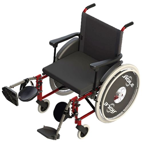 Cadeira de Rodas Agile Jaguaribe com Elevação de Pernas - Vermelha - 44cm