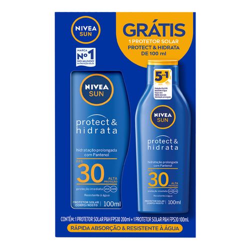 Kit Protetor Solar Corporal Nivea Sun Protect&Hidrata Fps 30 200Ml + 100Ml