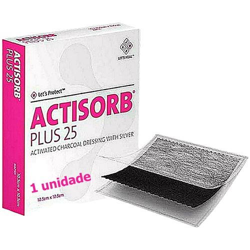 Curativo Actisorb Plus25 Carvão Ativado Prata 10.5cmx10.5cm - unidade