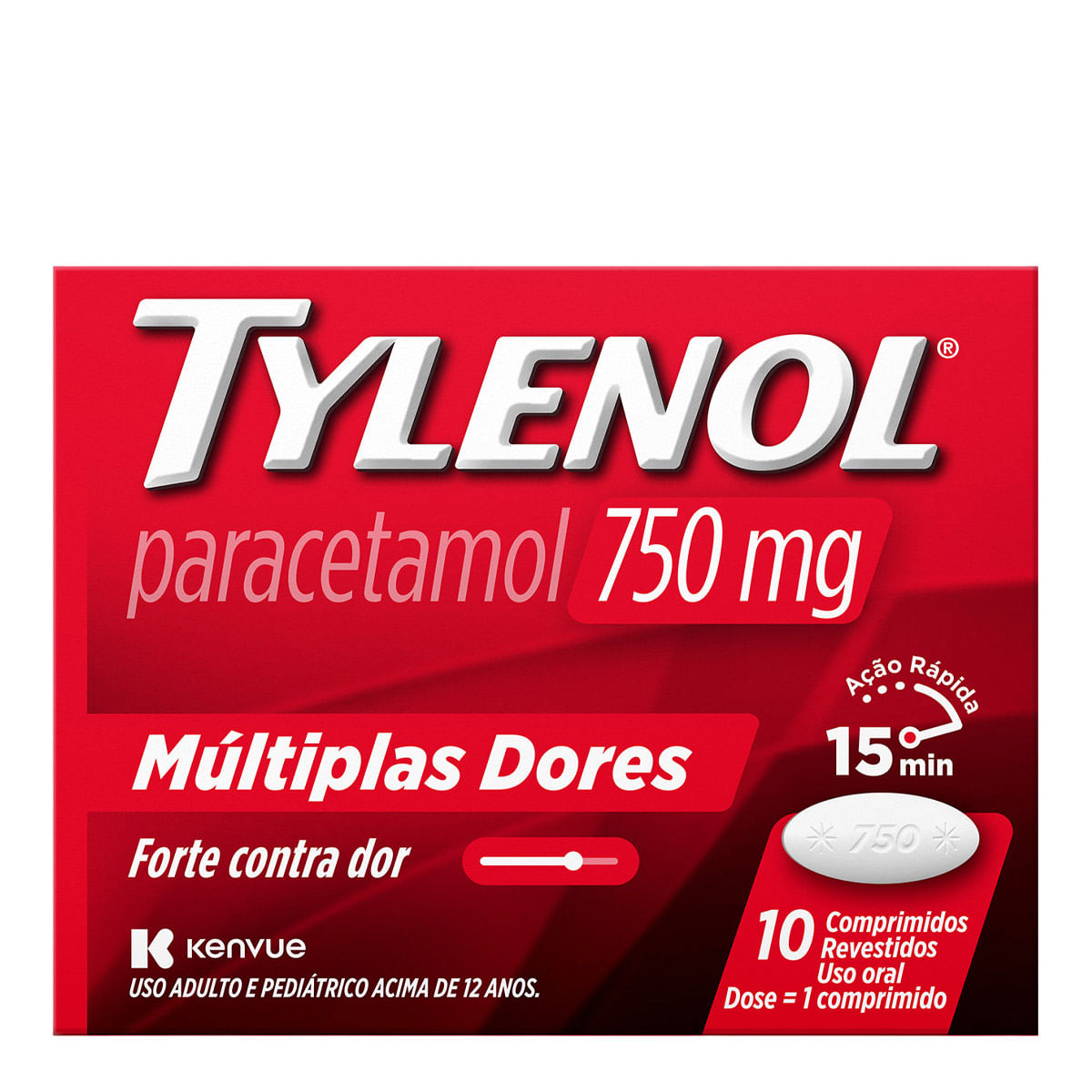 Analgésico Tylenol 750mg  10 Comprimidos