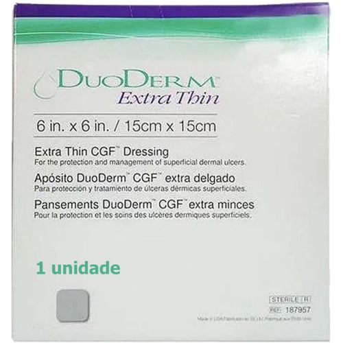 Curativo Hidrocolóide DuoDerm Extra Fino Convatec - 15cm x 15cm - unidade