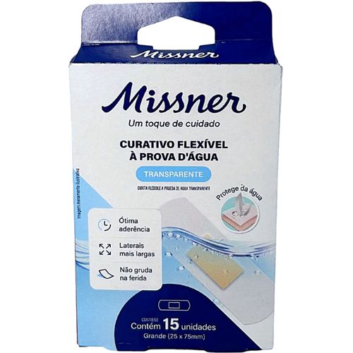 Curativo Flexível à Prova D'Água Missner 25x75 mm - 15 Unidades