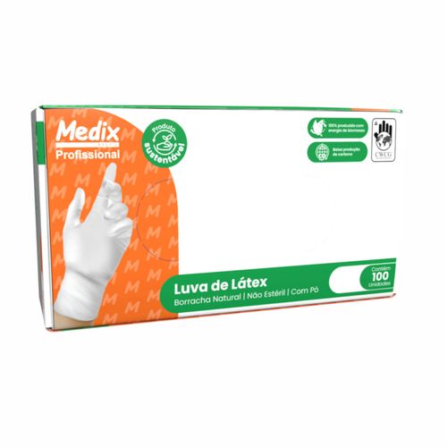 Luva de Latex com Pó Medix - Caixa com 100 Luvas - PP