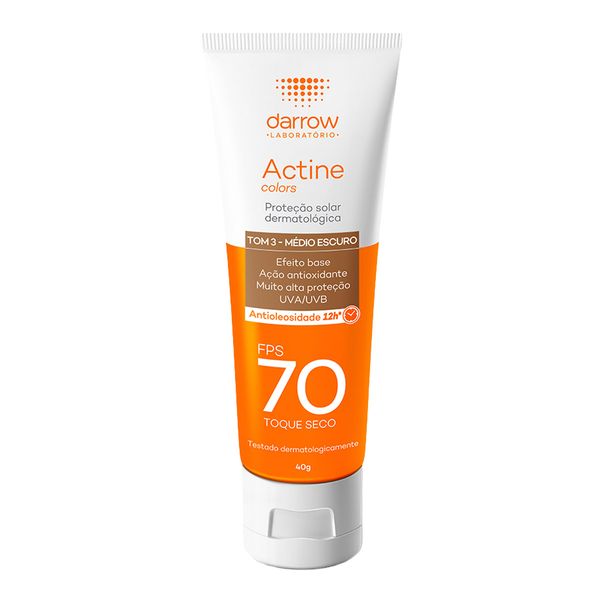 Protetor Solar Facial Darrow Actine FPS 70 Tom 3 Médio-Escuro 40g