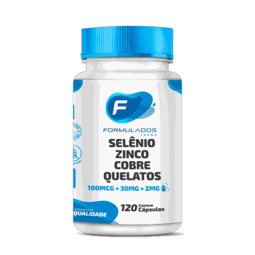 Selênio 100mcg, Zinco 30mg e Cobre 2mg Quelatos 120 Cápsulas Selênio 100mcg, Zinco 30mg e Cobre 2mg Quelatos 120 Cápsulas