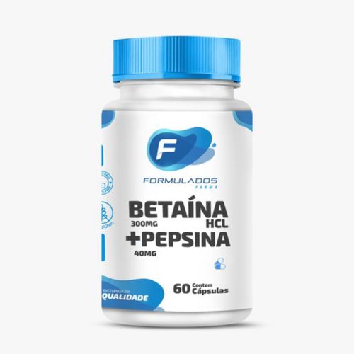 Betaína Hcl 300mg + Pepsina 40mg 60 Cápsulas
