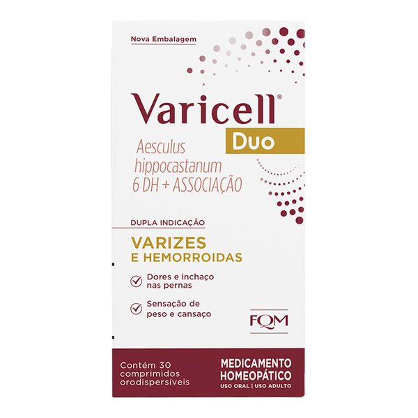 Anti-hemorroidal e Vasoprotetor Varicell Duo 0,0075ml + 0,0075ml + 0,0075ml + 0,0075ml 30 Comprimidos Orodispersíveis