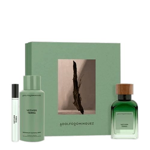 Kit Adolfo Dominguez Vetiver Terra Masculino - Edp 120ml + 10ml + Deo 150ml NULO