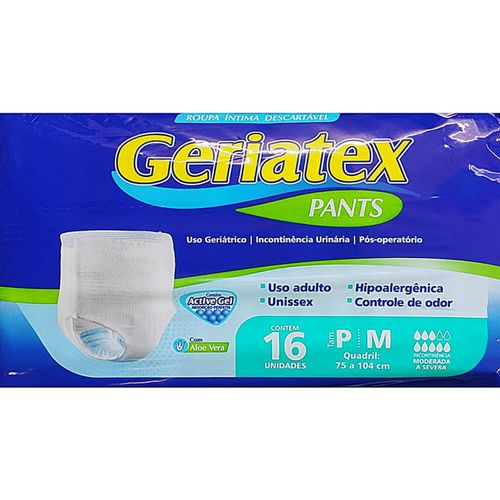 Roupa Íntima Descartável Geriatex Pants P/M - 16 unidades