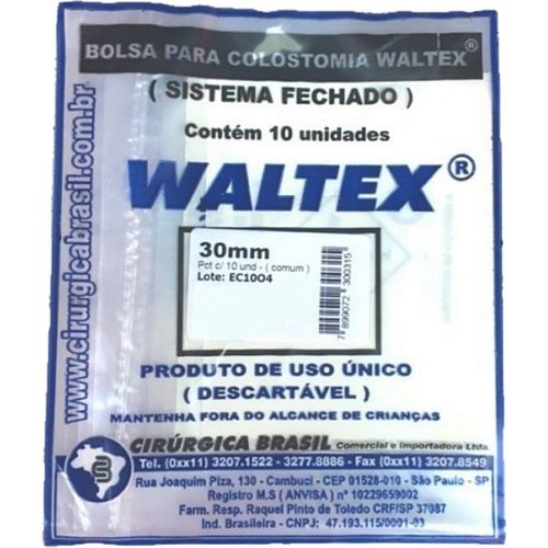 Bolsa de Colostomia Waltex - 30 mm - Com 10 unidades