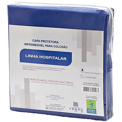 Capa Impermeável de Napa Hospitalar para Colchão - Queen - Zíper - 160cm x 2,03m x 22cm
