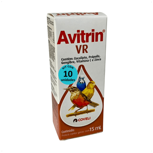 AVITRIN VR 15ML COVELI SUPLEMENTO PARA PÁSSAROS E AVES ORNAMENTAIS KIT COM 10