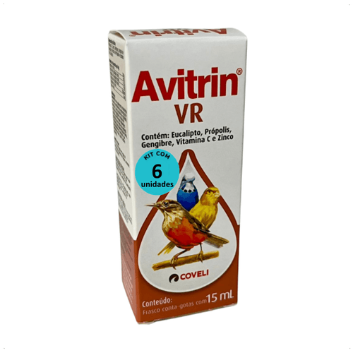 AVITRIN VR 15ML COVELI SUPLEMENTO PARA PÁSSAROS E AVES ORNAMENTAIS KIT COM 6
