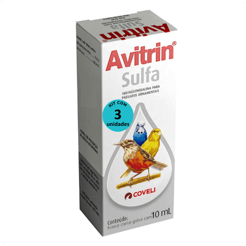 AVITRIN SULFA 10ML COVELI PARA AVES ORNAMENTAIS KIT COM 3