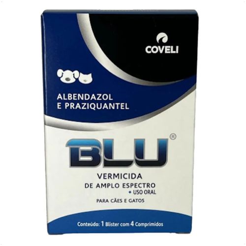 BLU COM 4 COMPRIMIDOS VERMÍFUGO PARA CÃES E GATOS COVELI BLU COM 4 COMPRIMIDOS VERMÍFUGO PARA CÃES E GATOS COVELI