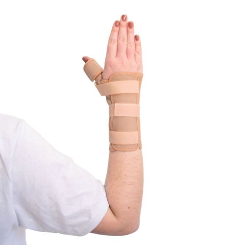 Órtese Curta com Tala para Punho e Polegar Mercur - Bege - Direita - P Órtese Curta com Tala para Punho e Polegar Mercur - Bege - Direita - P