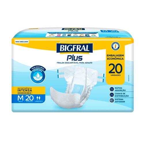 Fralda Geriátrica Plus Bigfral - Tamanho M - 20 Unidades Fralda Geriátrica Plus Bigfral - Tamanho M - 20 Unidades