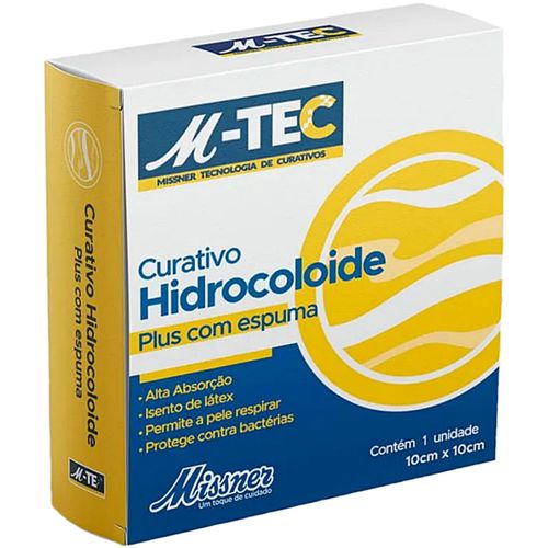 Curativo Hidrocoloide Plus com Espuma M-Tec 10X10cm - unidade Curativo Hidrocoloide Plus com Espuma M-Tec 10X10cm - unidade
