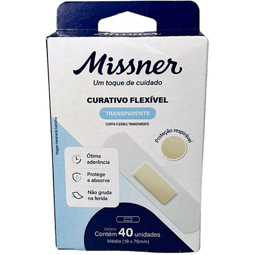 Curativo Flexível Missner Transparente 19x75mm - 40 unidades