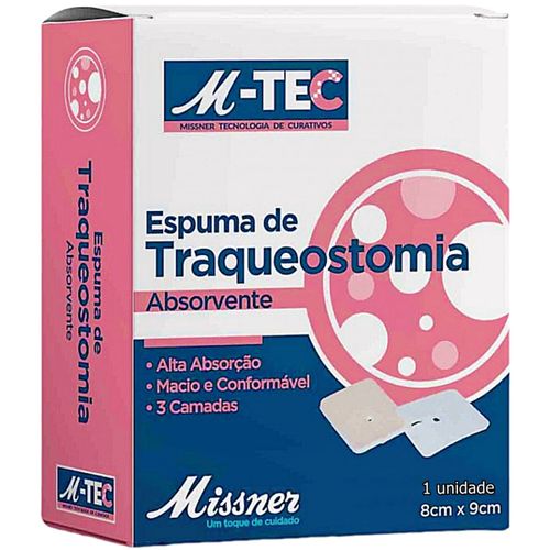 Curativo de Espuma Absorvente Traqueostomia M-TEC 8cmx9cm - unidade
