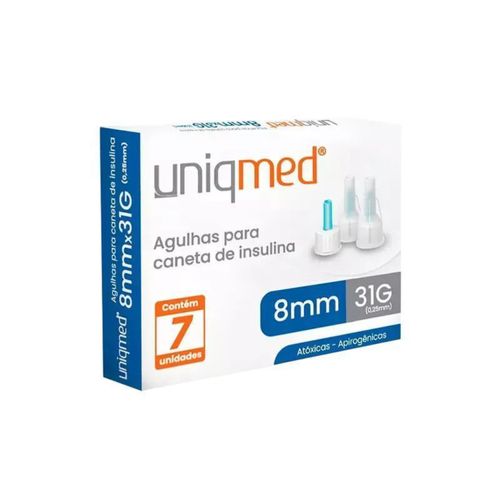 Agulhas Para Caneta de Insulina Uniqmed 8mm 7 unidades Agulhas Para Caneta de Insulina Uniqmed 8mm 7 unidades
