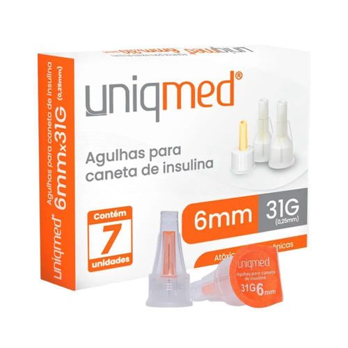 Agulhas Para Caneta de Insulina Uniqmed 6mm 7 unidades