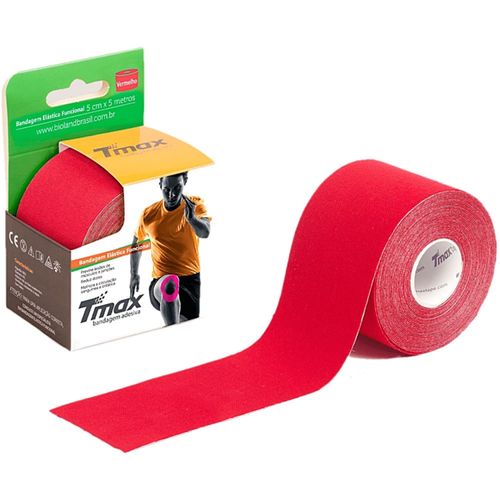 Bandagem Elástica Kinesio TMax - 5cm x 5m - Vermelha