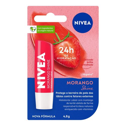 Hidratante Labial Nivea Shine Morango Hidratação Prolongada 4,8G