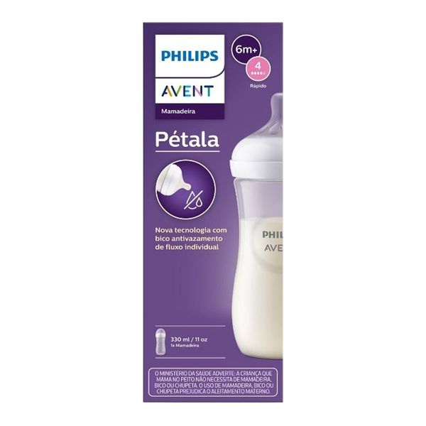 Mamadeira Pétala Avent 3.0 Transparente 6m+ 330ml