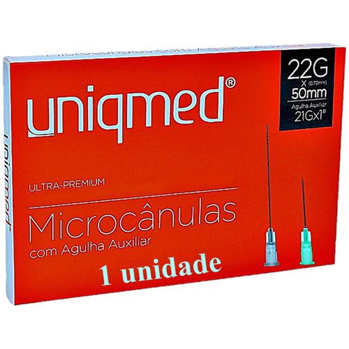 Microcânula Ultra-Premium 22Gx50mm Agulha Auxiliar 21Gx1 - unidade