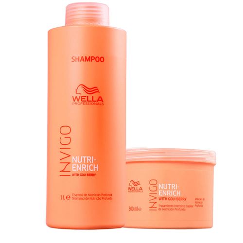 Kit Wella Enrich Invigo - Shampoo 1000ml + Máscara de Tratamento 500ml NULO Kit Wella Enrich Invigo - Shampoo 1000ml + Máscara de Tratamento 500ml NULO