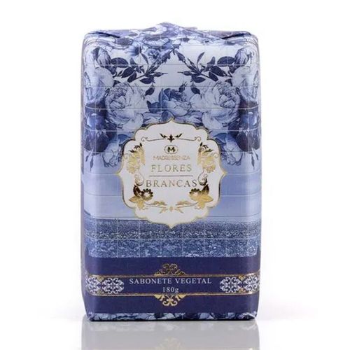 Sabonete Vegetal em Barra Flores Brancas Madressenza 180g 10cm sem cor Sabonete Vegetal em Barra Flores Brancas Madressenza 180g 10cm sem cor