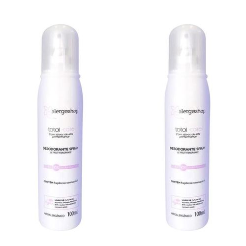 KIT 2 Desodorantes Spray Le Fruit Hipoalergênico Total Care Alergoshop 80ml