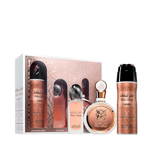 Kit Lattafa Fakhar Women Feminino - Eau de Parfum 100ml e Deodorant 200ml e Hair Mist 50ml NULO