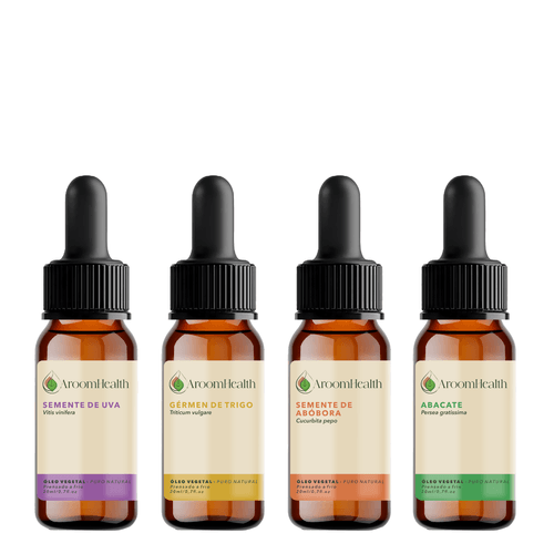 Kit de Óleos Vegetais – Semente de Uva, Gérmen de Trigo, Semente de Abóbora e Abacate – 20 ml cada Kit de Óleos Vegetais – Semente de Uva, Gérmen de Trigo, Semente de Abóbora e Abacate – 20 ml cada