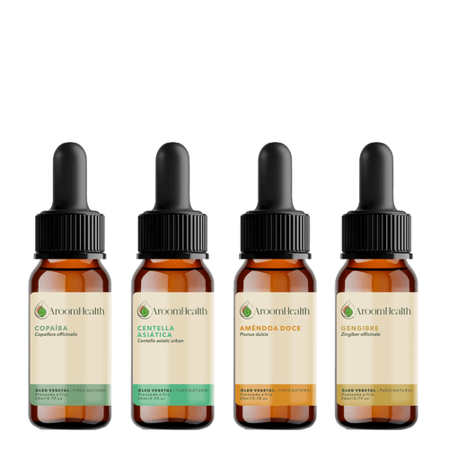 kit de óleos vegetais – Copaíba, Centella Asiática, Amêndoas Doce e Gengibre – 20 ml cada kit de óleos vegetais – Copaíba, Centella Asiática, Amêndoas Doce e Gengibre – 20 ml cada