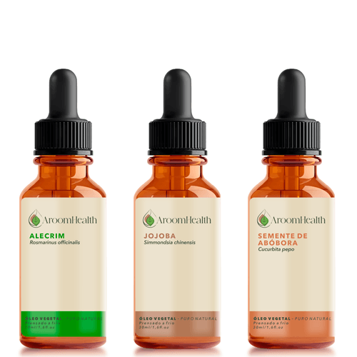 Kit de Óleos Vegetais Puro Natural – Alecrim, Jojoba e Semente de Abóbora – 30 ml cada Kit de Óleos Vegetais Puro Natural – Alecrim, Jojoba e Semente de Abóbora – 30 ml cada