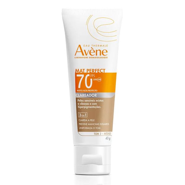 Protetor Solar Facial Avène FPS 70 Mat Perfect Clareador Cor Média 40g Fluido