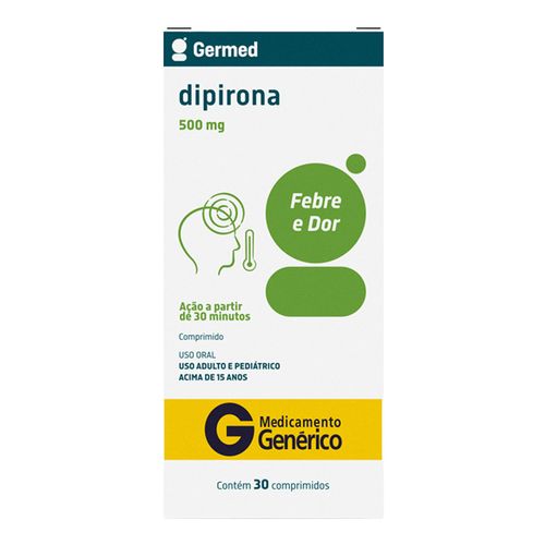 Analgésico E Antitérmico Dipirona Sódica 500Mg Genérico Germed 30 Comprimidos