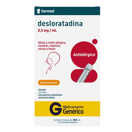 Desloratadina 0,5Mg/Ml Genérico Germed Pharma 100Ml Xarope + 1 Seringa