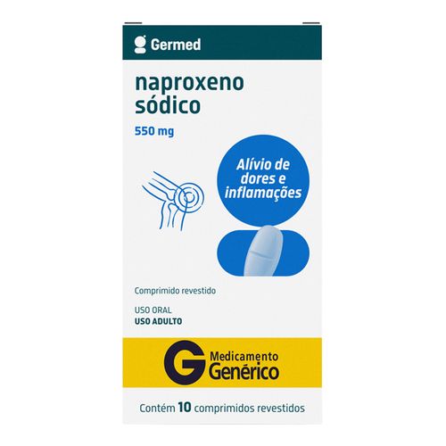 Anti-Inflamatórios E Antirreumáticos Naproxeno 550Mg Genérico Germed 10 Comprimidos Revestidos
