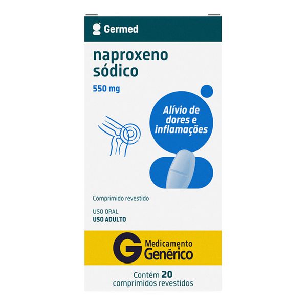 Anti-inflamatórios e Antirreumáticos Naproxeno 550mg Genérico Germed 20 Comprimidos Revestidos